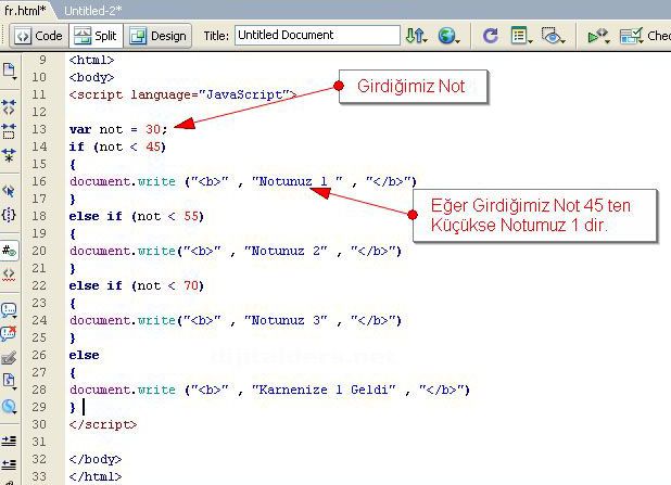 İf, Else İf , Kısa Karşılaştırma Operat&ouml;r&uuml;
