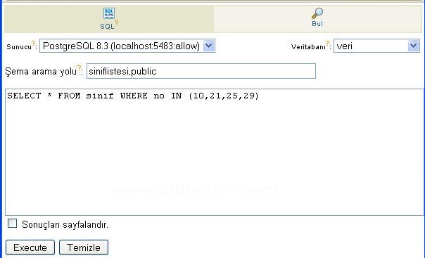 Postgresql WHERE kullanımı IN ve NOT IN, ANY, SOME, ALL